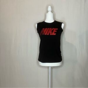 Nike Black With Red Sleeveless Top with Red Logo Dri-Fit Sz M